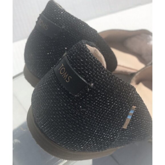 TOMS Jutti d'Orsay Black Flat, Slip On Women's Shoes Sz 7 EU 37.5 EUC Glitter - Picture 13 of 16